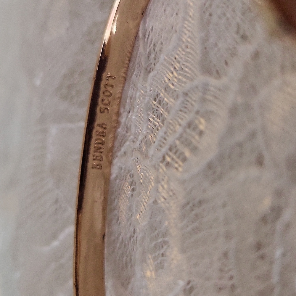 Kendra Scott "Arden" Orange Drusy Open Pinch Cuff Gold Bracelet - Picture 2 of 2